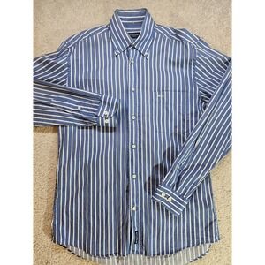 Mcgregor Classic Fit 100% Cotton Mens Size Small Button Down Blue White Stripes